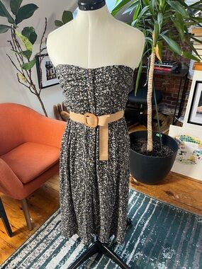 Black floral strapless sundress